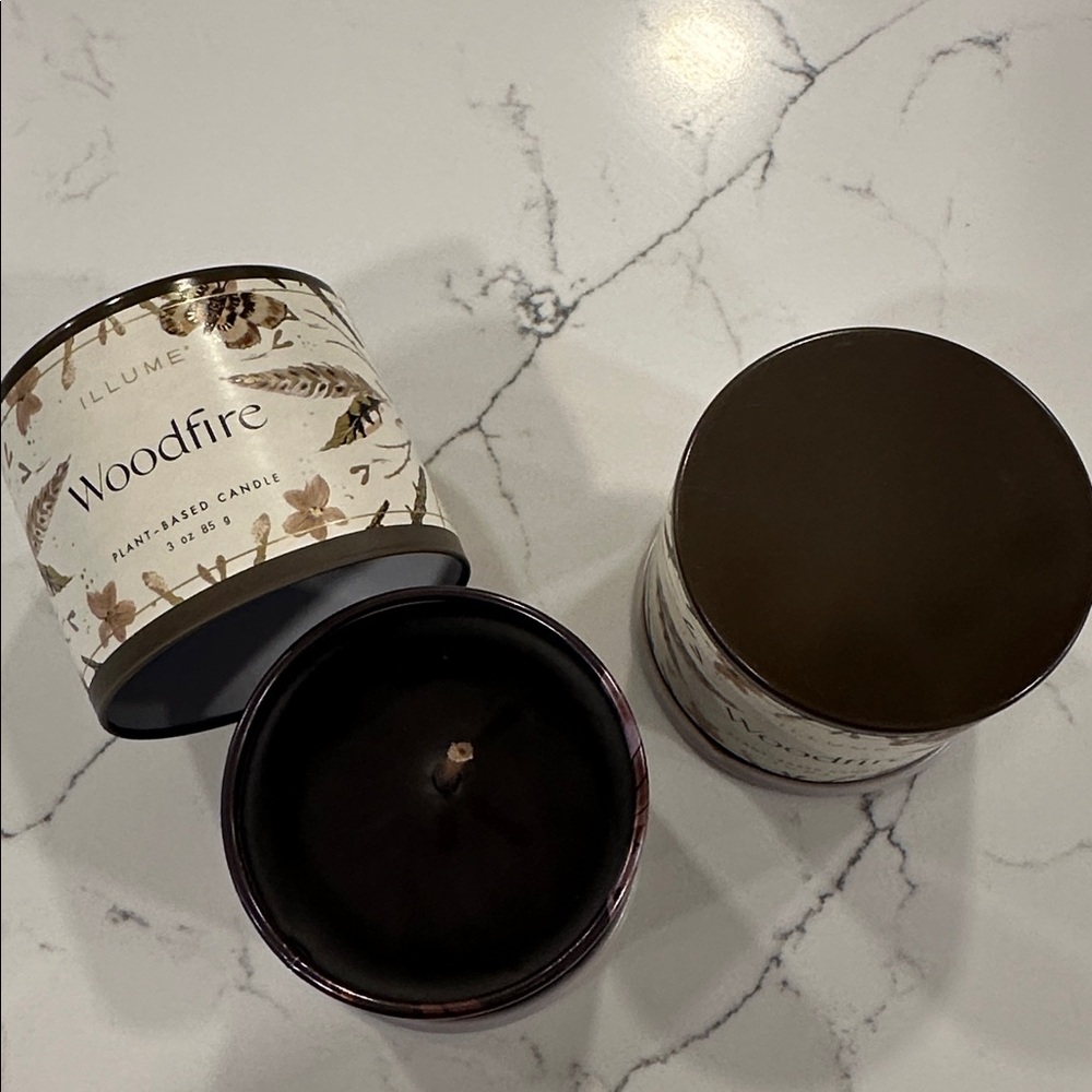 NWT Illume Woodfire Scented Candle 🕯️ Tins, Bundle of 2 - Picture 3 of 6